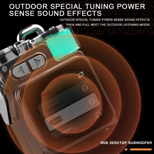 BAFLE AMBIENTE #5 Mini Altavoz Bluetooth Portátil para Exteriores con Pantalla LCD Inteligente, Música Inalámbrica y Luces RGB