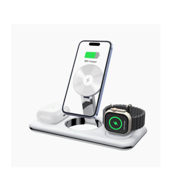 Cargador de carga inalámbrico 3 en 1 magnético plegable adecuado para teléfonos Apple reloj de pulsera soporte de escritorio para auriculares