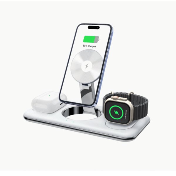 Cargador de carga inalámbrico 3 en 1 magnético plegable adecuado para teléfonos Apple reloj de pulsera soporte de escritorio para auriculares