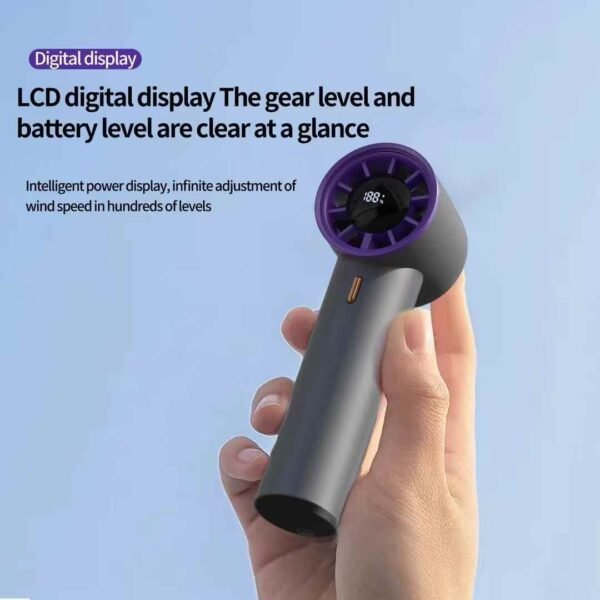 Mini ventilador portátil USB recargable ventilador de refrigeración de alta velocidad playa viaje vacaciones pantalla LED portátil bolsillo refrigeración Turbo ventilador