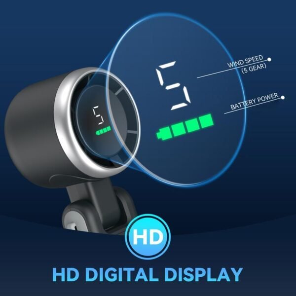 1 Ventilador Turbo de Mano Plegable de Alta Velocidad a 13550rpm Portátil y de Escritorio con Pantalla Digital Inteligente