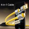 1 Cables de datos de carga de teléfono móvil multiconector 4 en 1 240W USB a tipo C Cable de cargador de teléfono de 1 metro