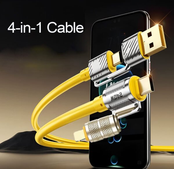 1 Cables de datos de carga de teléfono móvil multiconector 4 en 1 240W USB a tipo C Cable de cargador de teléfono de 1 metro