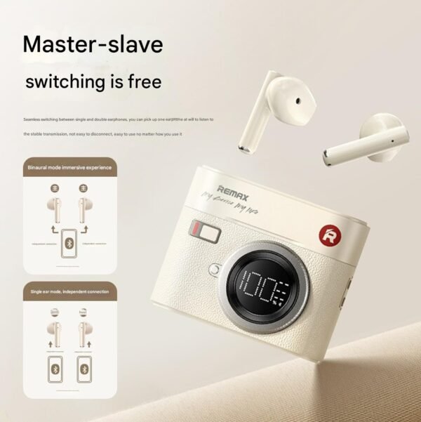 1 Auriculares inalámbricos estilo Retroceso: comodidad semiinterna + Cancelación de ruido profesional | Batería que dura más que tu día