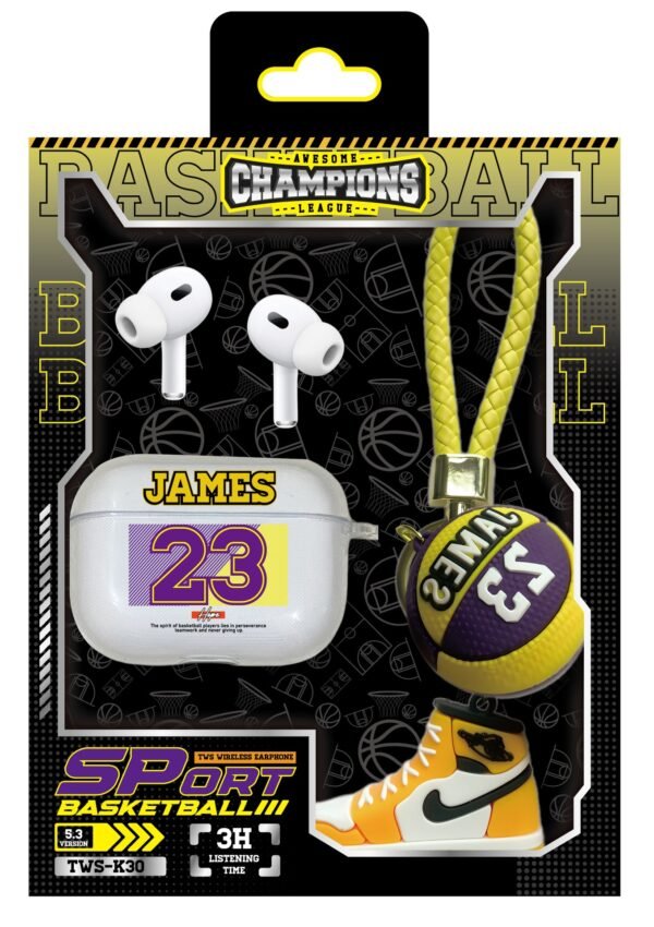 2 Auriculares Deportivos Inalámbricos Bluetooth 5.3 con Diseño de Zapatilla de Baloncesto Superstar