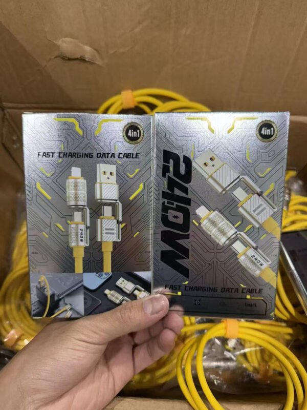 3 Cables de datos de carga de teléfono móvil multiconector 4 en 1 240W USB a tipo C Cable de cargador de teléfono de 1 metro