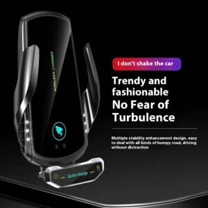 Soporte de teléfono de carga inalámbrica para coche inteligente 15W abrazadera de gancho de ventilación de aire navegación