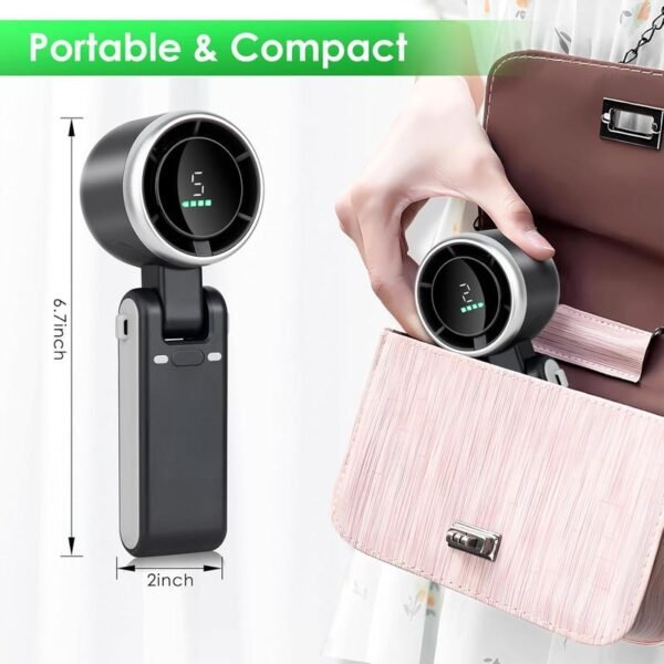 5 Ventilador Turbo de Mano Plegable de Alta Velocidad a 13550rpm Portátil y de Escritorio con Pantalla Digital Inteligente