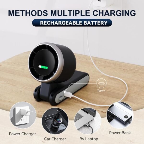 6 Ventilador Turbo de Mano Plegable de Alta Velocidad a 13550rpm Portátil y de Escritorio con Pantalla Digital Inteligente