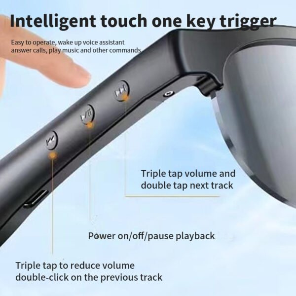 H02f628a966a34ae69fce1baf3d68c647G Gafas de Sol Inteligentes Inalámbricas con Música y Protección UV de Alta Definición para Deportes al Aire Libre, Correr y Ciclismo