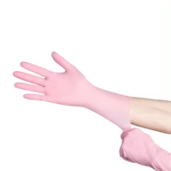 Guantes Desechables de Nitrilo para el Hogar con Puntas Texturizadas de Color Rosa de Nuevo Diseño