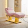Muebles de Salón de Lujo, Camilla de Masaje Eléctrica Blanca y Dorada para Cosmética Facial, Cama de Belleza para Salón de Belleza, Cama para Pestañas