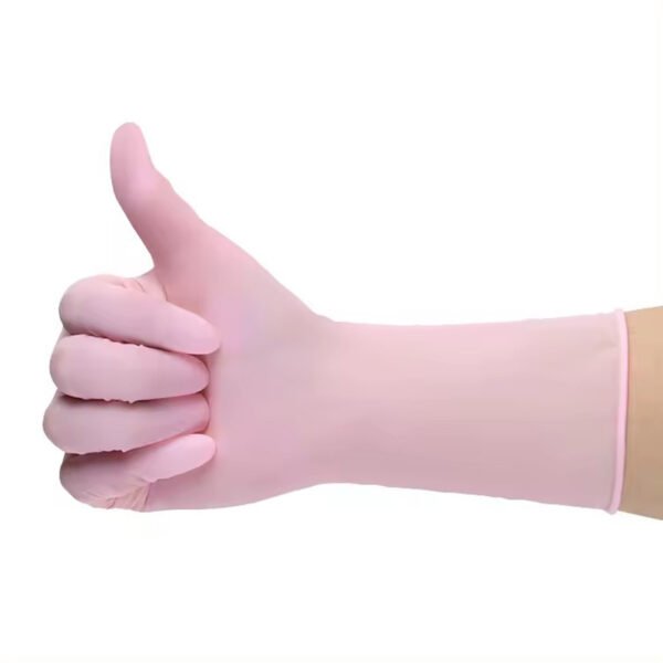 Guantes Desechables de Nitrilo para el Hogar con Puntas Texturizadas de Color Rosa de Nuevo Diseño