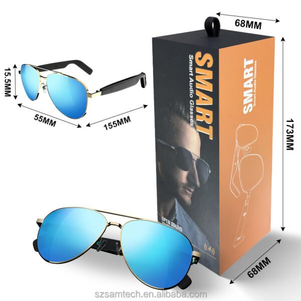 Hc3ba5cd74a3948de94407560252f92d2V Gafas inteligentes Bluetooth de moda Auriculares Gafas de sol Micrófono incorporado Altavoz Claro Conversaciones telefónicas Música