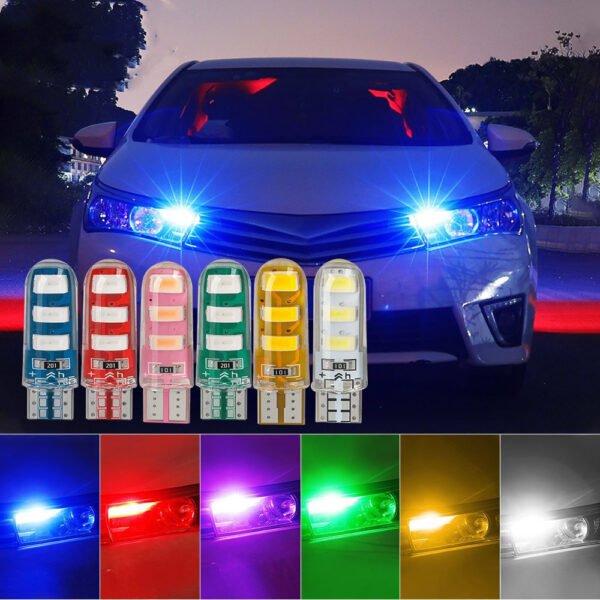 Hfa7a2351ea6f4faa88b15d59e098a822U Bombilla LED Pequeña de Cristal de Gel de Sílice T10-5630-6SMD, Lámpara Ancha Modificada, Luz Blanca Diurna Ultrabrillante