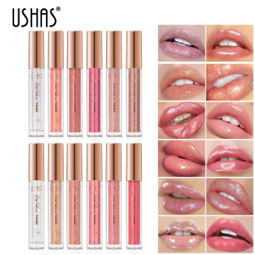 Brillo de labios brillante, copa antiadherente