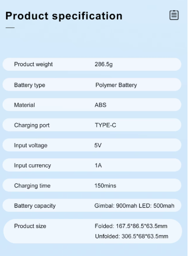 Estabilizador de mano Selfie A10