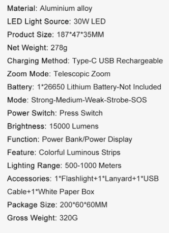 Linterna LED de Alta Potencia