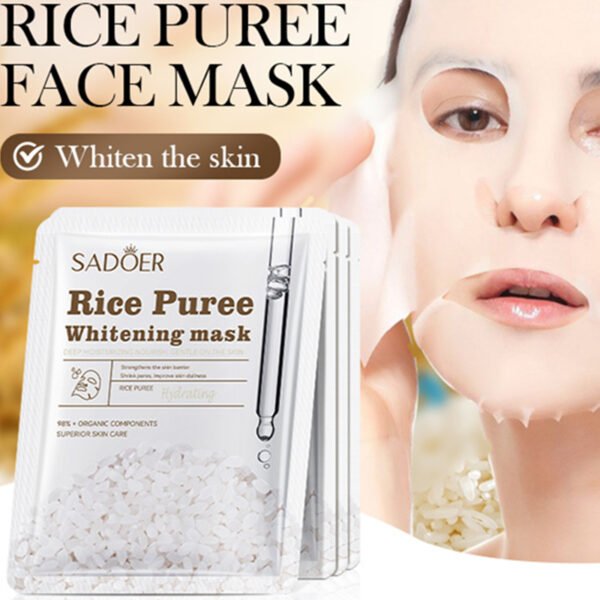 Mascarilla de Puré de Arroz - SADOER 25g, Hidratante, Nutritiva, Iluminadora, Reduce los Poros, Mejora la Opacidad.