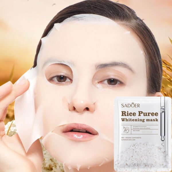 Mascarilla de Puré de Arroz - SADOER 25g, Hidratante, Nutritiva, Iluminadora, Reduce los Poros, Mejora la Opacidad.