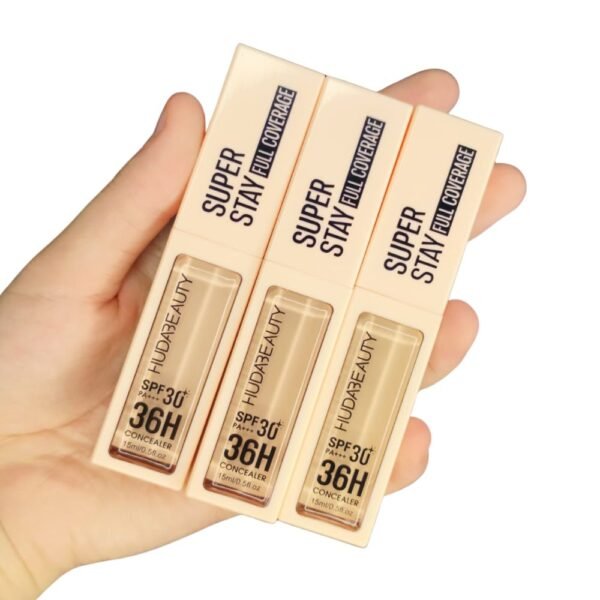 Corrector HUDABEAUTY Super Stay Full Coverage, SPF 30, 36h Duración.
